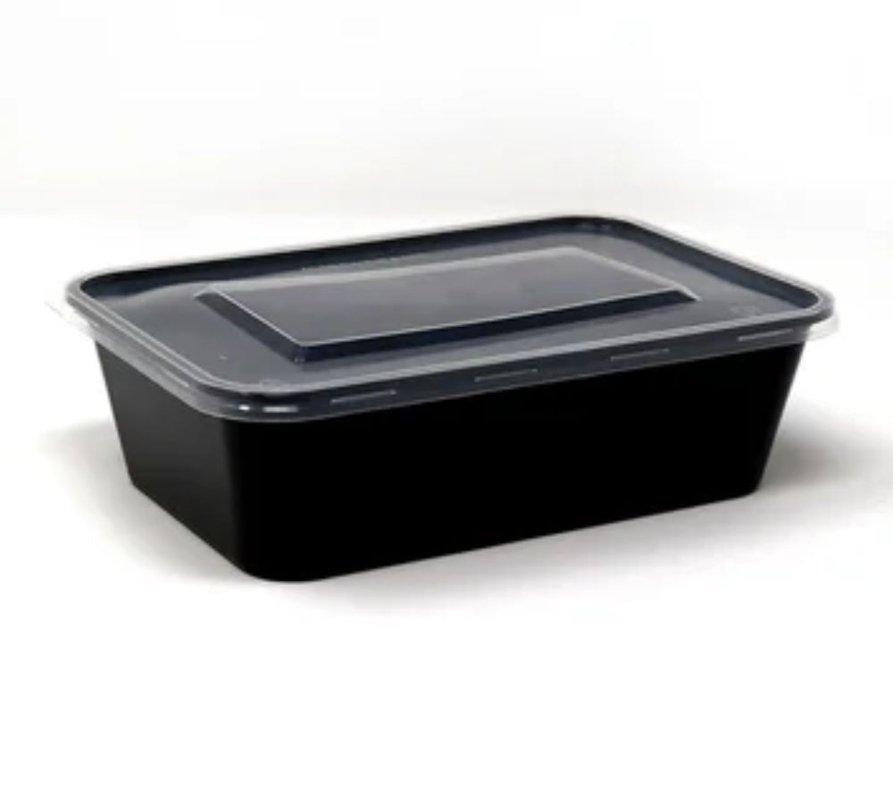 650ml black rectangle food containers